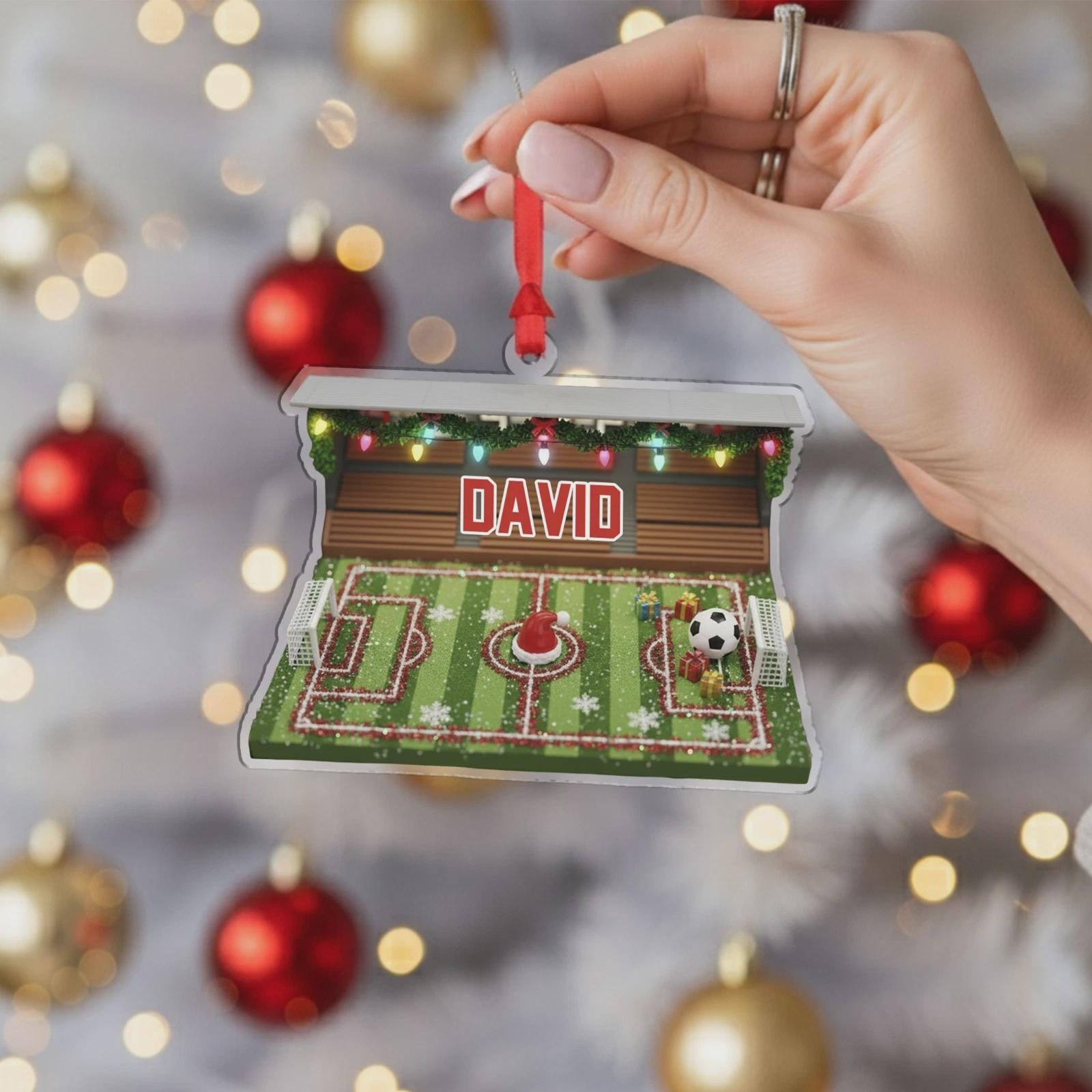 Personalized Soccer Field Ornament Football Christmas Custom Gift Player Coach, Soccer 2025 Ornament, Christmas Sports Gift, Sport Ornament