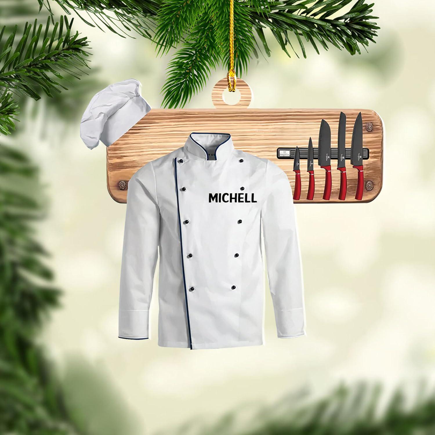 Personalized Chef Photo Ornament, Chef Uniform Ornament, Chef Hat Ornament Love Kitchen, Christmas Ornament For Chef, Christmas Tree Decor
