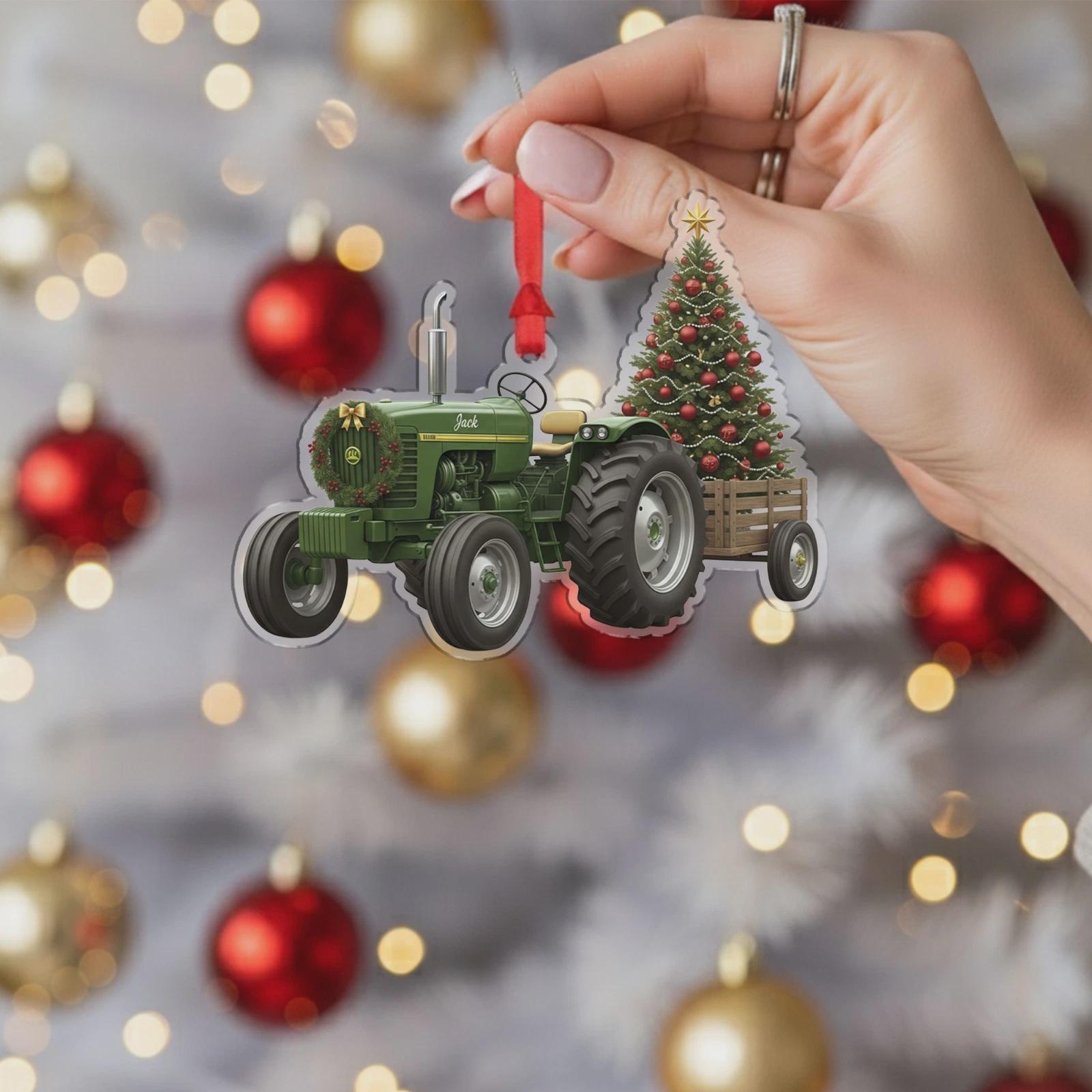 Personalized Tractor Christmas Tree Ornament, Farmer Farm Equipment Gift, Tractor Flat Ornament, Custom Tractor Ornament For Tractor Driver