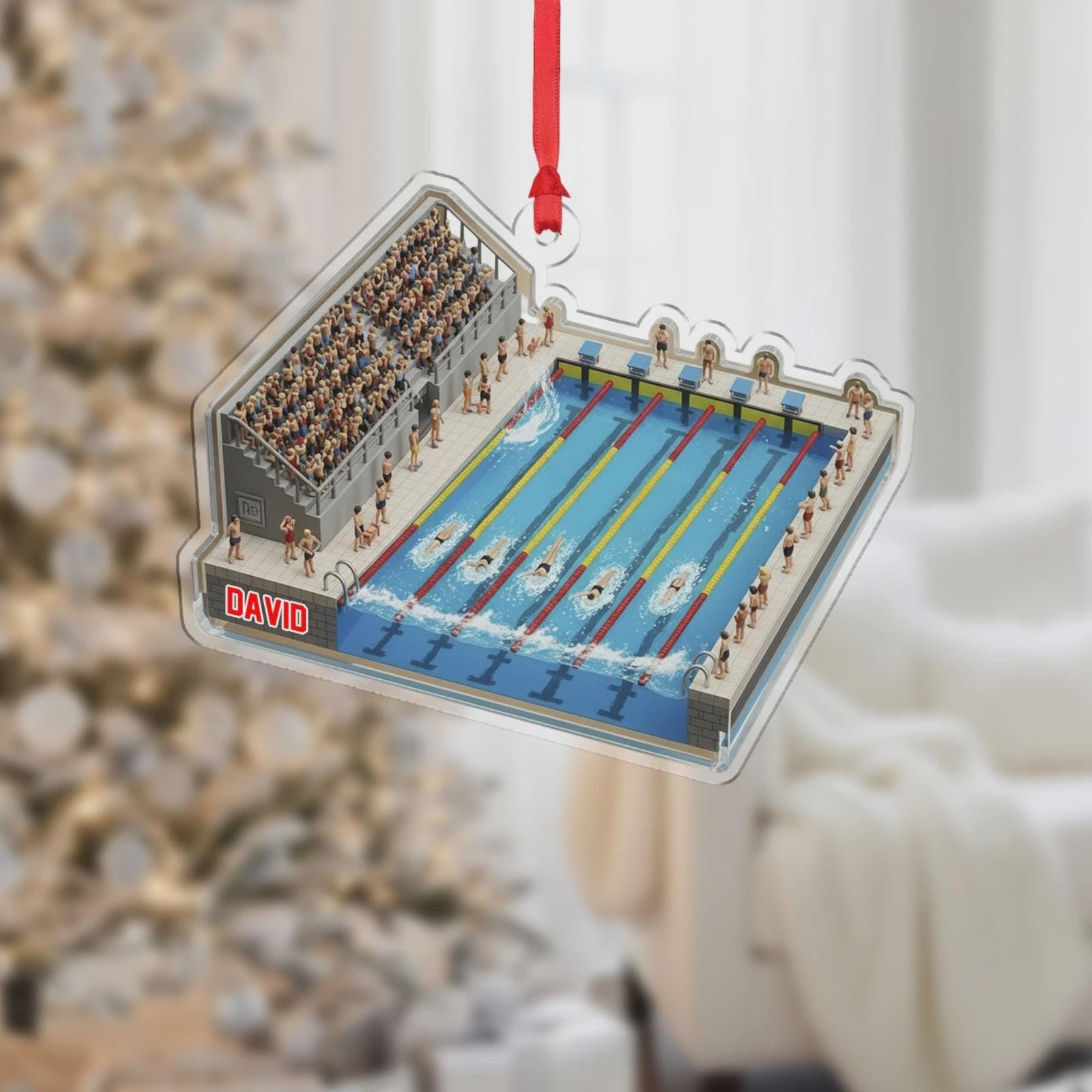 Personalized Swimming Pool Ornament Swimmer Christmas Gift Team Coach, Swimming Pool Christmas Ornament, Pool Lovers Gift,Pool Holiday Decor