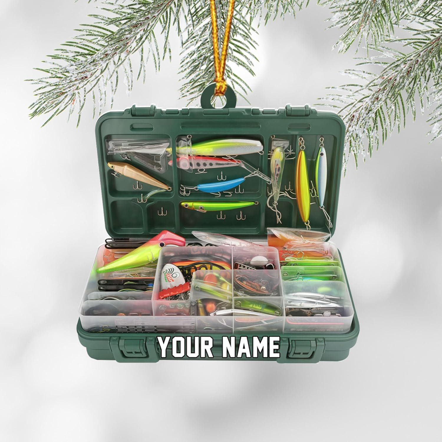 Custom Fishing Tackle Box Ornaments 2025, Fishing Ornaments For Christmas Tree, Christmas Ornaments Bass Fish Photo Ornament, Fishing Decor