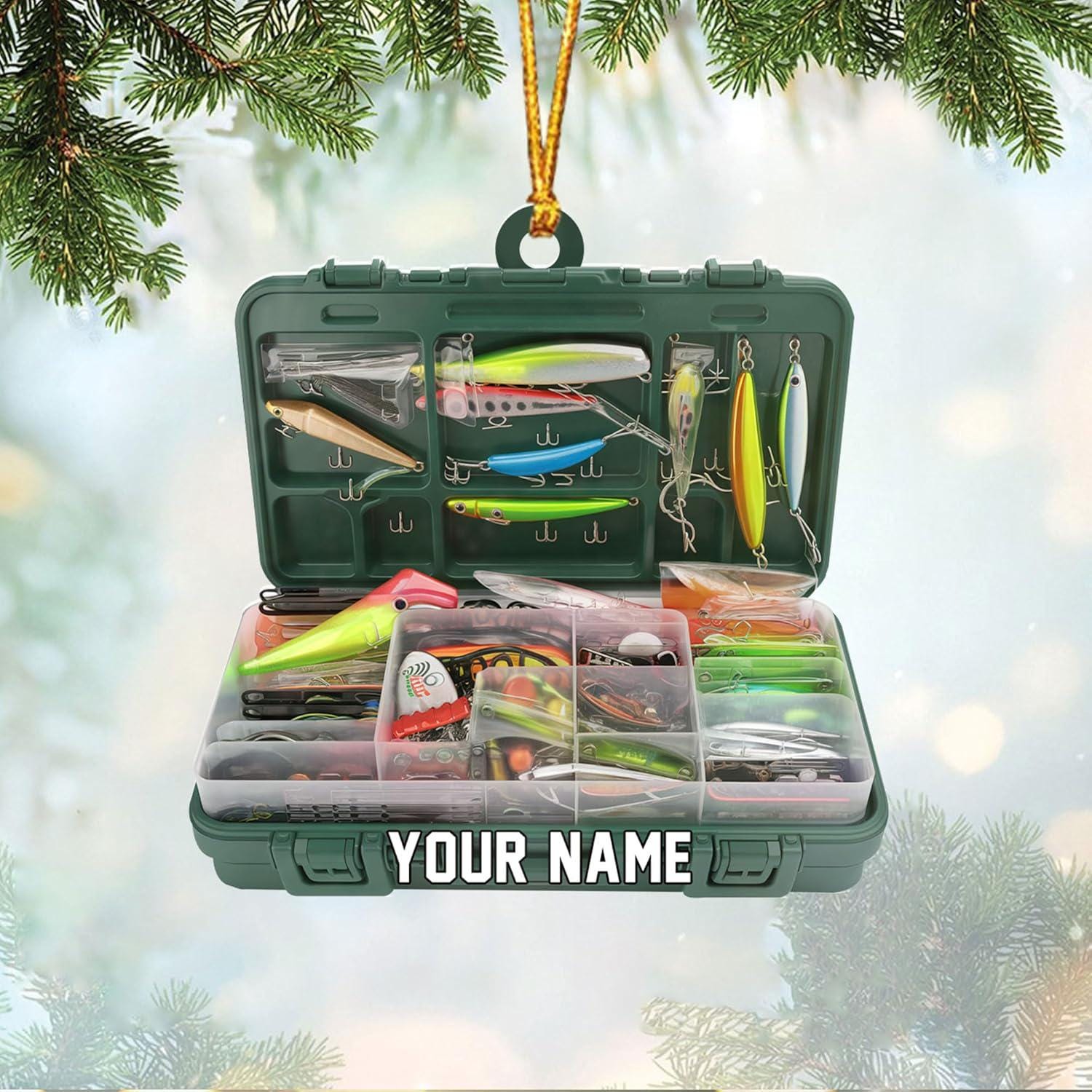 Custom Fishing Tackle Box Ornaments 2025, Fishing Ornaments for Christmas Tree, Christmas Ornaments Bass Fish Photo Ornament, Fishing Decor