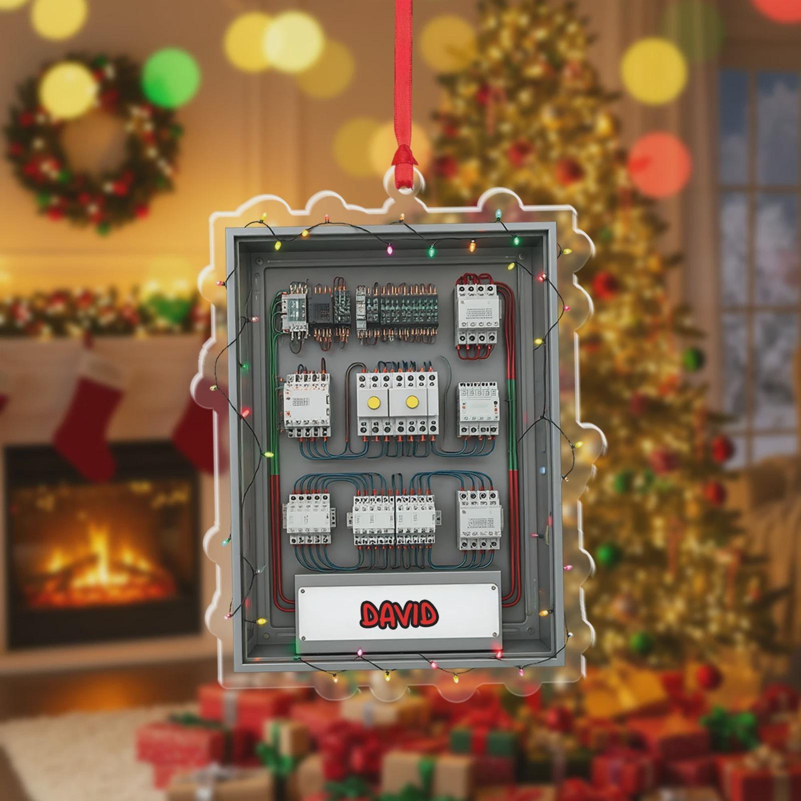 Personalized Electrician Ornament Circuit Breaker Christmas Gift, Engineering Mechanic Tools Set Ornament, Electrician Tool Xmas Tree Decor