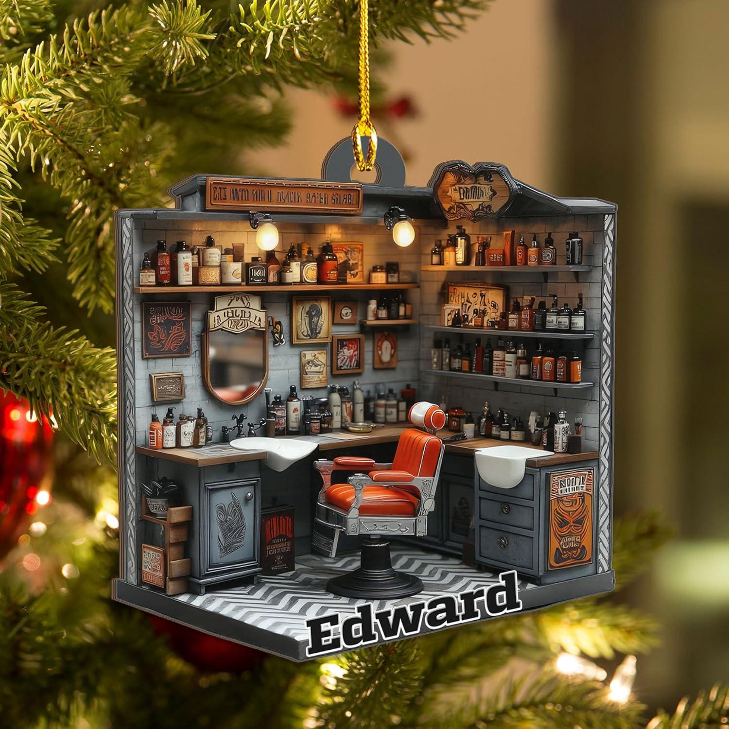 Personalized Barber Ornament, Barber Uniform Ornament, Custom Hairdresser Christmas Tree Ornament, Ornament Barbershop, Christmas Tree Decor