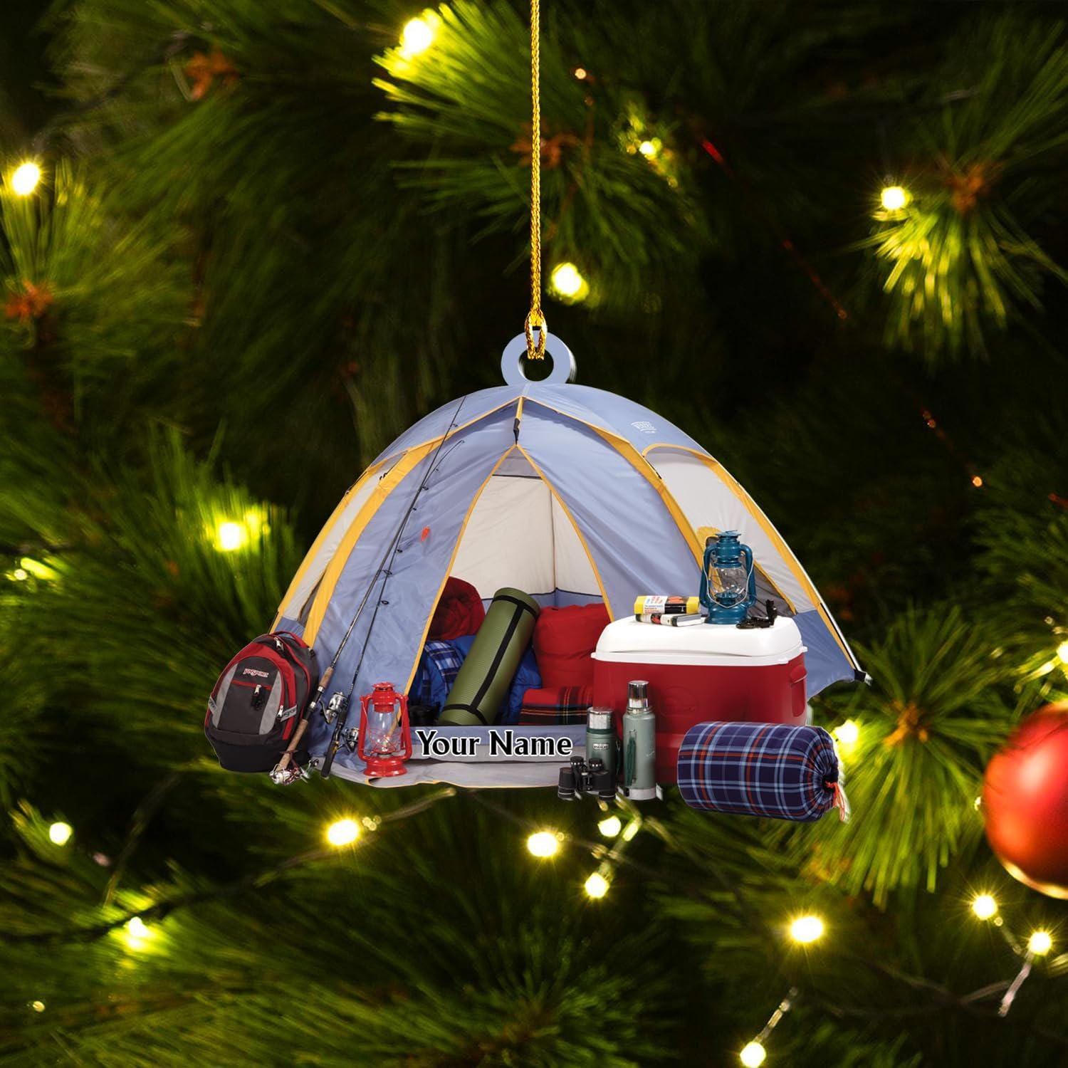 Personalized Camper Ornament, Camping Ornament, Tent Ornament RV Camping Ornament, Happy Gifts for Camping Lovers, Travel Camping Hanging