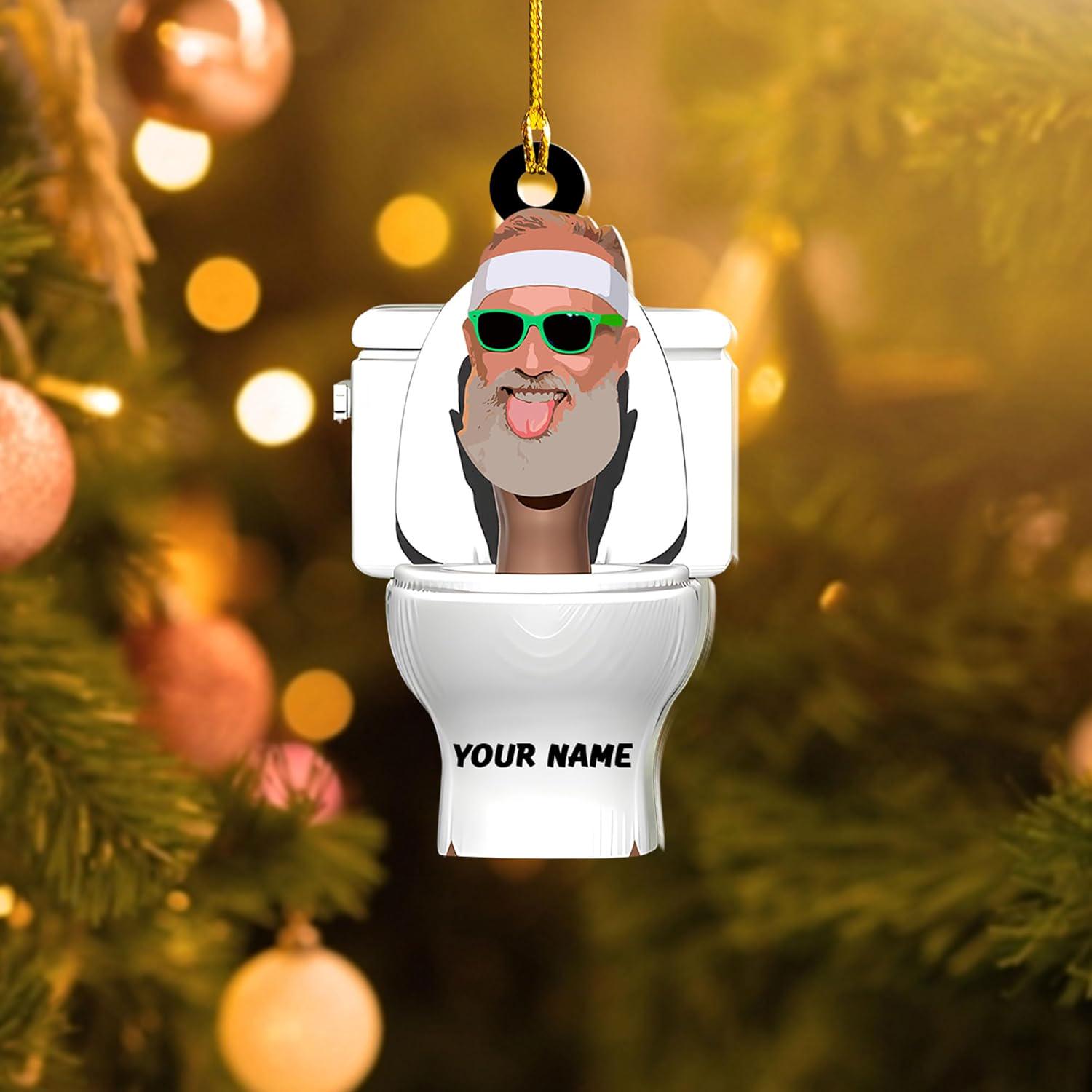 Personalized Photo Toilet Ornament, Toilet Paper, Funny Toilet Paper Roll Ornament, Hanging Glass Toilet For Christmas Tree, Christmas 2025