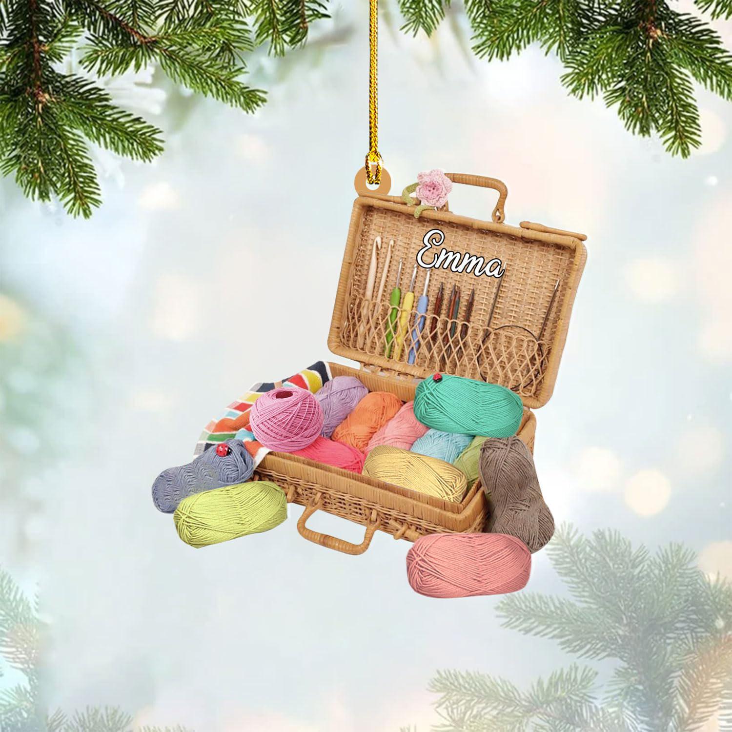 Personalized Knitting Ornaments 2025, Knitting Yarns Custom Knit Ornament Knitting Christmas Ornament, For Christmas Tree, Sewing Ornament