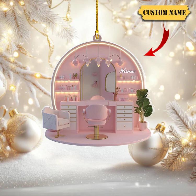 Personalized Makeup Ornament, Artist Christmas Ornament Decor Gift, Cosmetics Ornament Christmas Decor Ornament, Teen Girl, Makeup Christmas