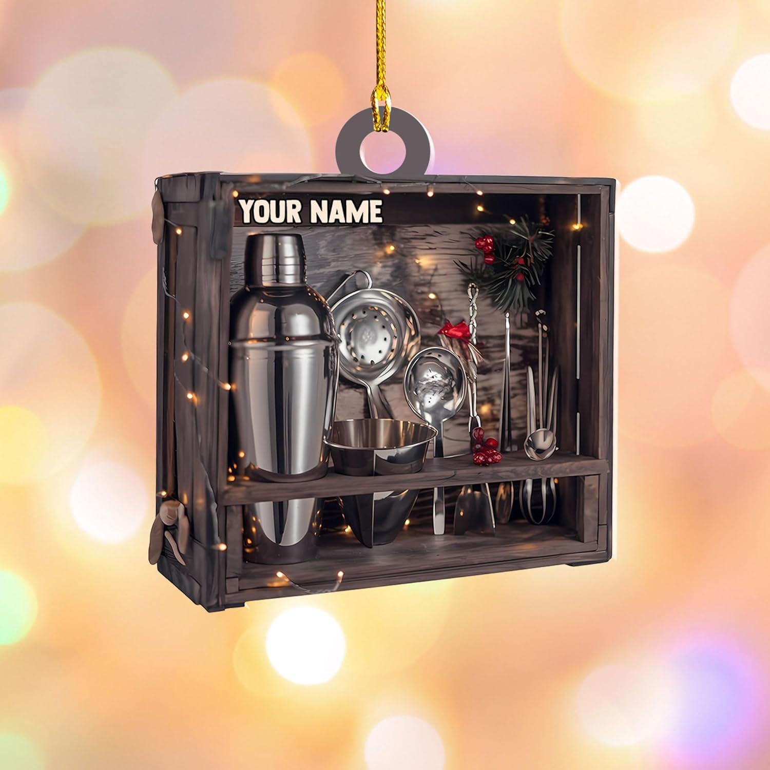 Personalized Bartender Christmas Ornament, Bartender Ornament, Bartender Kit Bag Ornament, Cocktail Ornament, Ornament Xmas Hanging Decor
