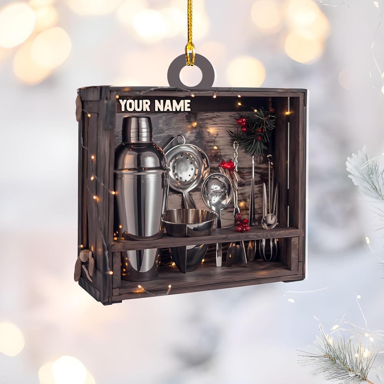 Personalized Bartender Christmas Ornament, Bartender Ornament, Bartender Kit Bag Ornament, Cocktail Ornament, Ornament Xmas Hanging Decor