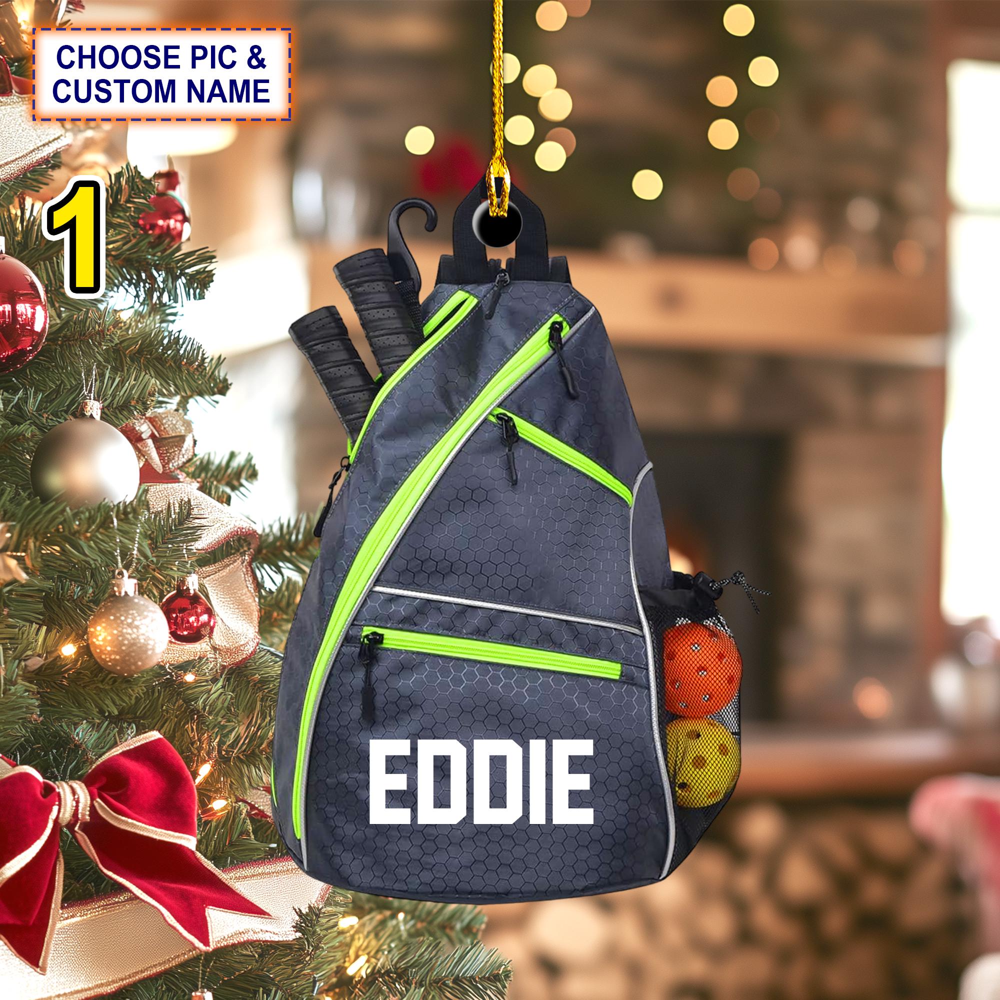 Custom Name Pickleball Equipment Personalized Ornament, Christmas Tree Hanging Decor,Flat 2D Ornament Acrylic/ Wooden, Pickleball Lover