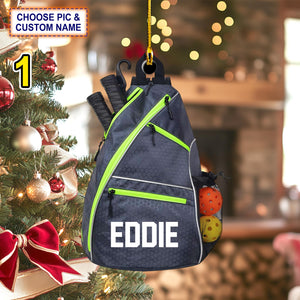 Custom Name Pickleball Equipment Personalized Ornament, Christmas Tree Hanging Decor,Flat 2D Ornament Acrylic/ Wooden, Pickleball Lover
