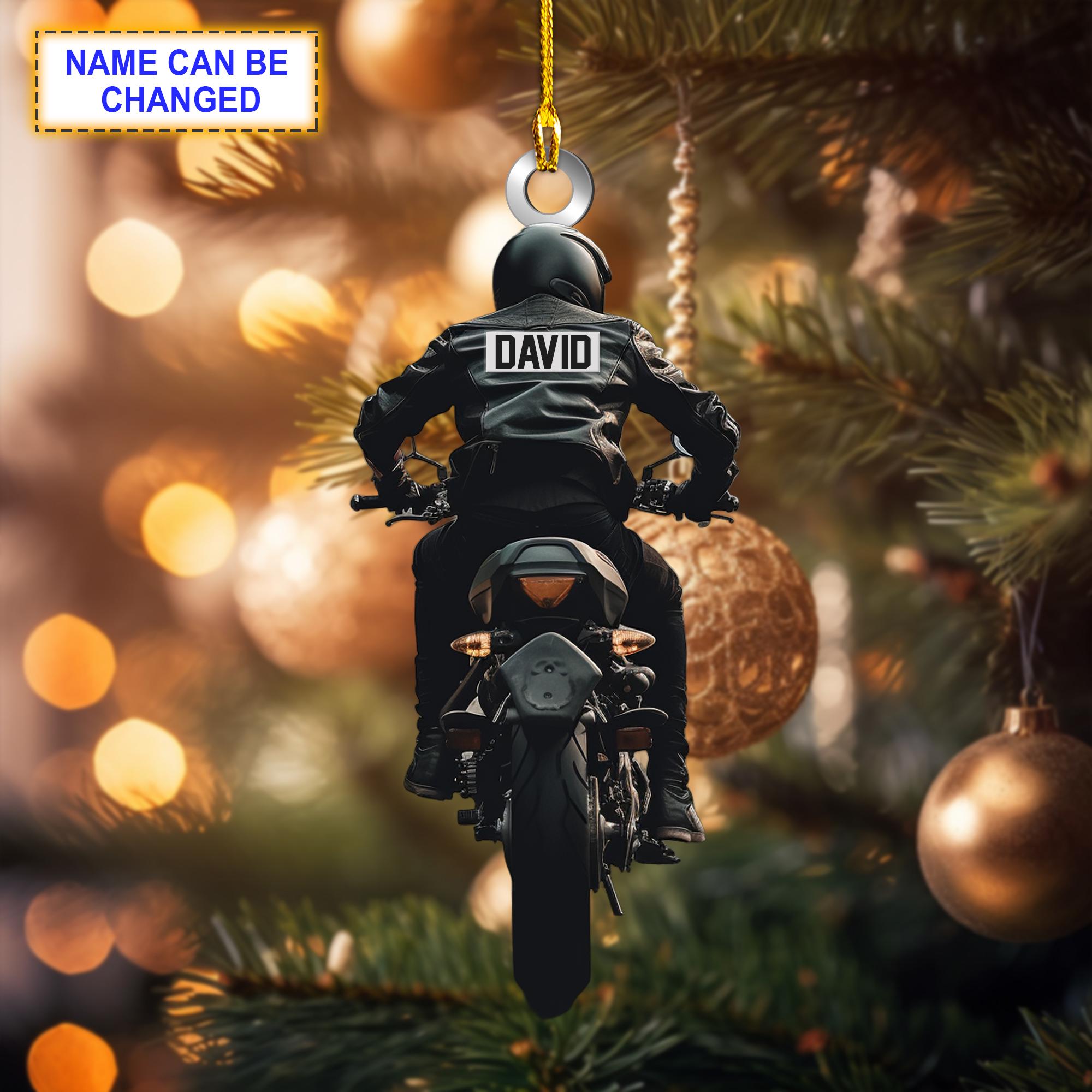 Custom Name Motorcycle V2 Christmas Ornament, Christmas Tree Hanging Decor, Flat 2D Ornament Acrylic/Wooden, Dirt Bike Ornament