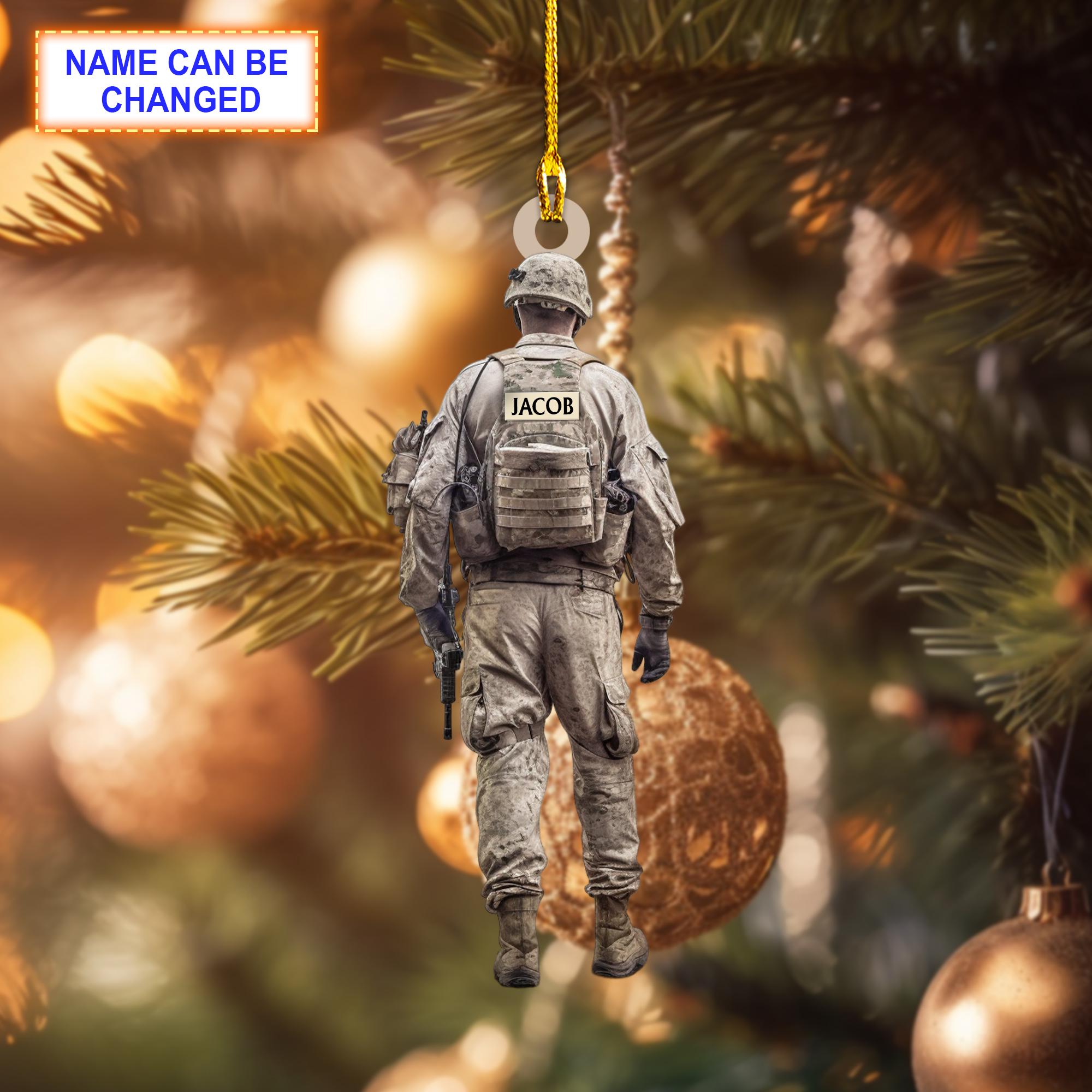 Custom Name Veterans Personalized Ornament, Christmas Tree Hanging Decor, Christmas Ornament, Flat 2D Ornament, Gift For Veteran Dad Mom