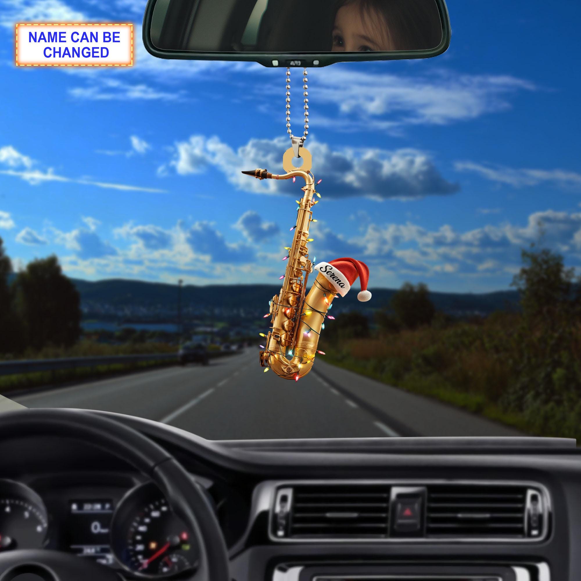 Musical Saxophone Acrylic 2D Flat Christmas Ornament, Festive Tree Hanging Acrylic Holiday Decoration, Unique Saxophone Musical Holiday Gift