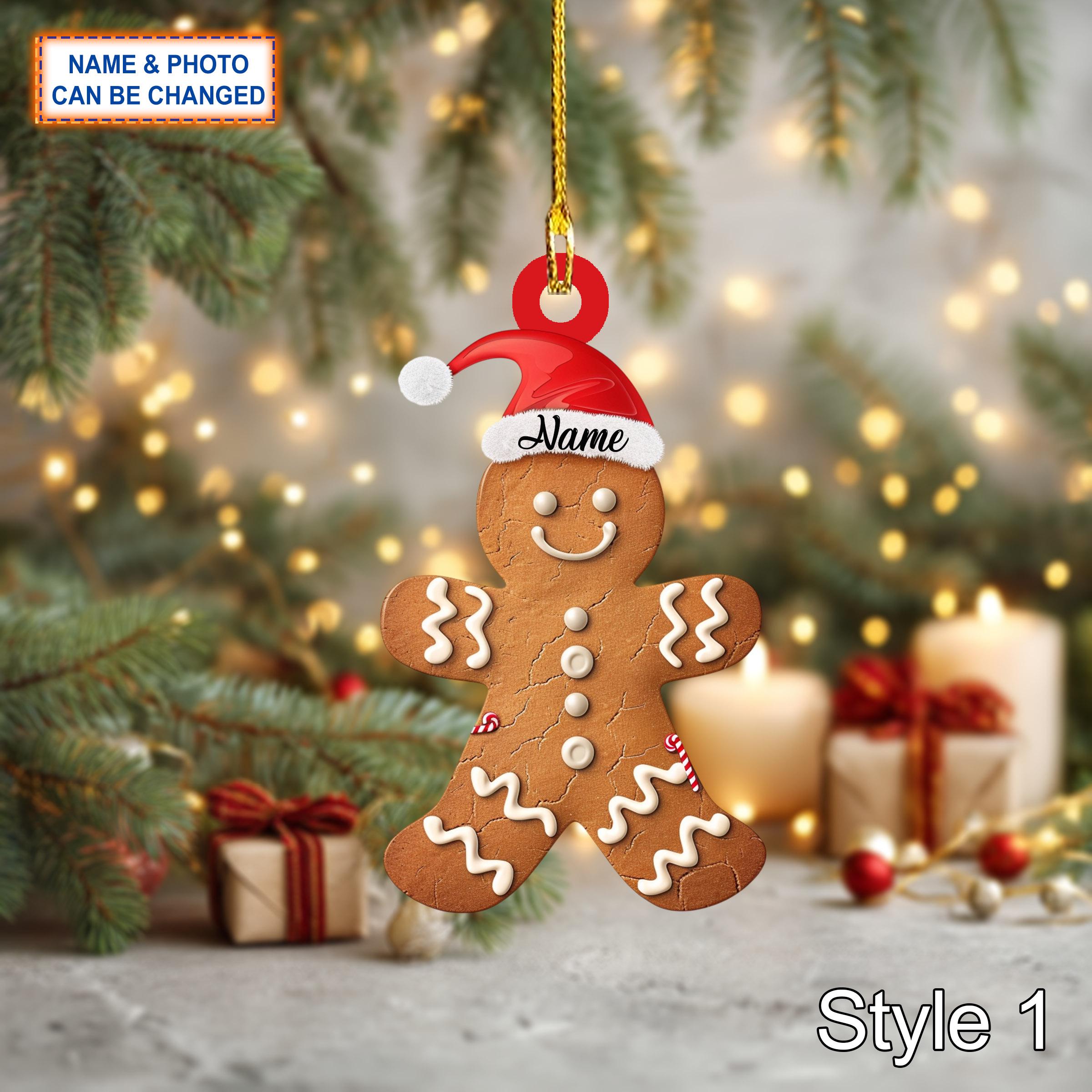 Custom Name Cake Gingerbread Treat Personalized Ornament, Christmas Tree Hanging Decor, 2D Flat Acrylic Christmas Ornament Holiday Gift