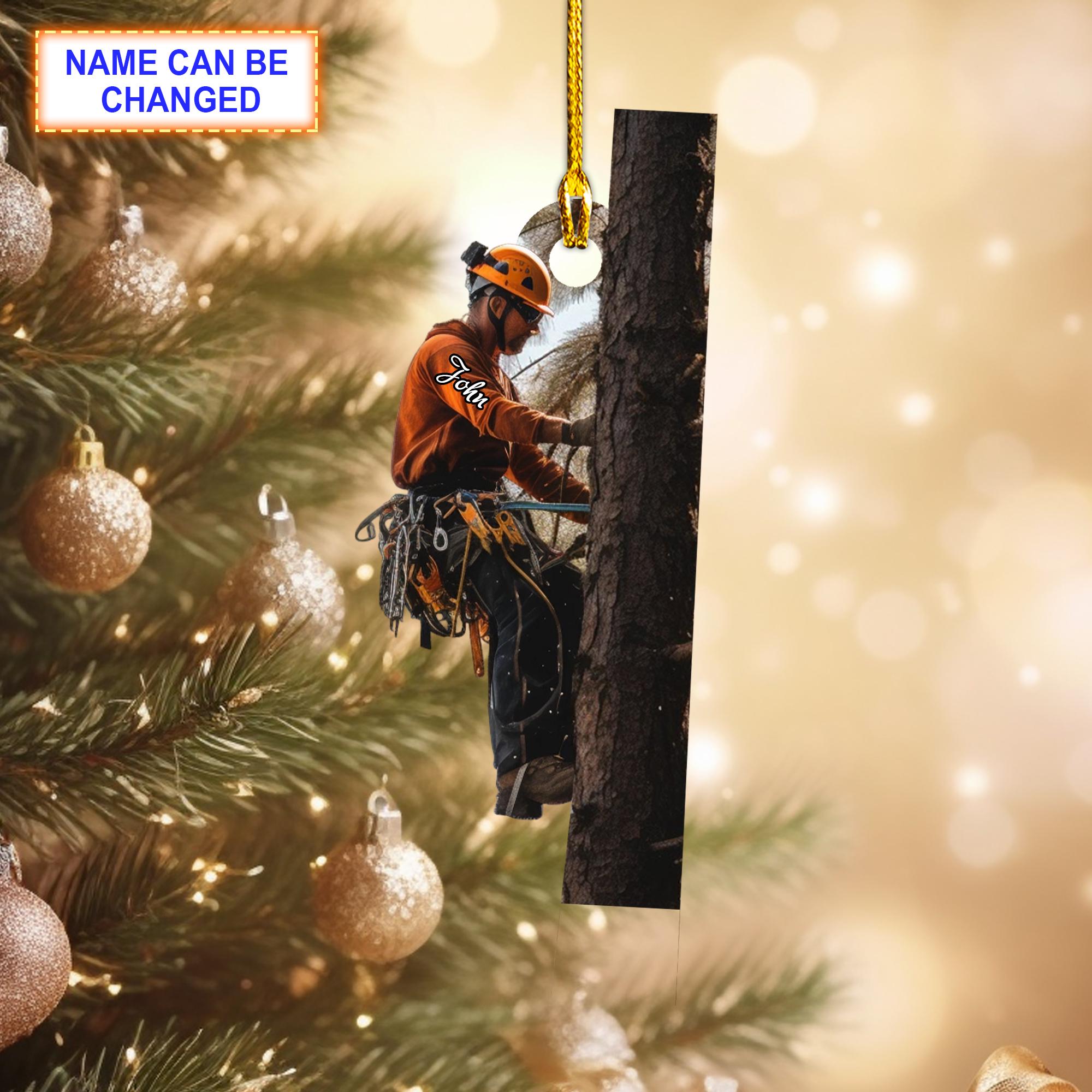 Custom Name Arborist Christmas Ornament, Christmas Tree Hanging Decor, Christmas Ornament, Flat 2D Ornament Acrylic/ Wooden, Arborist Gift