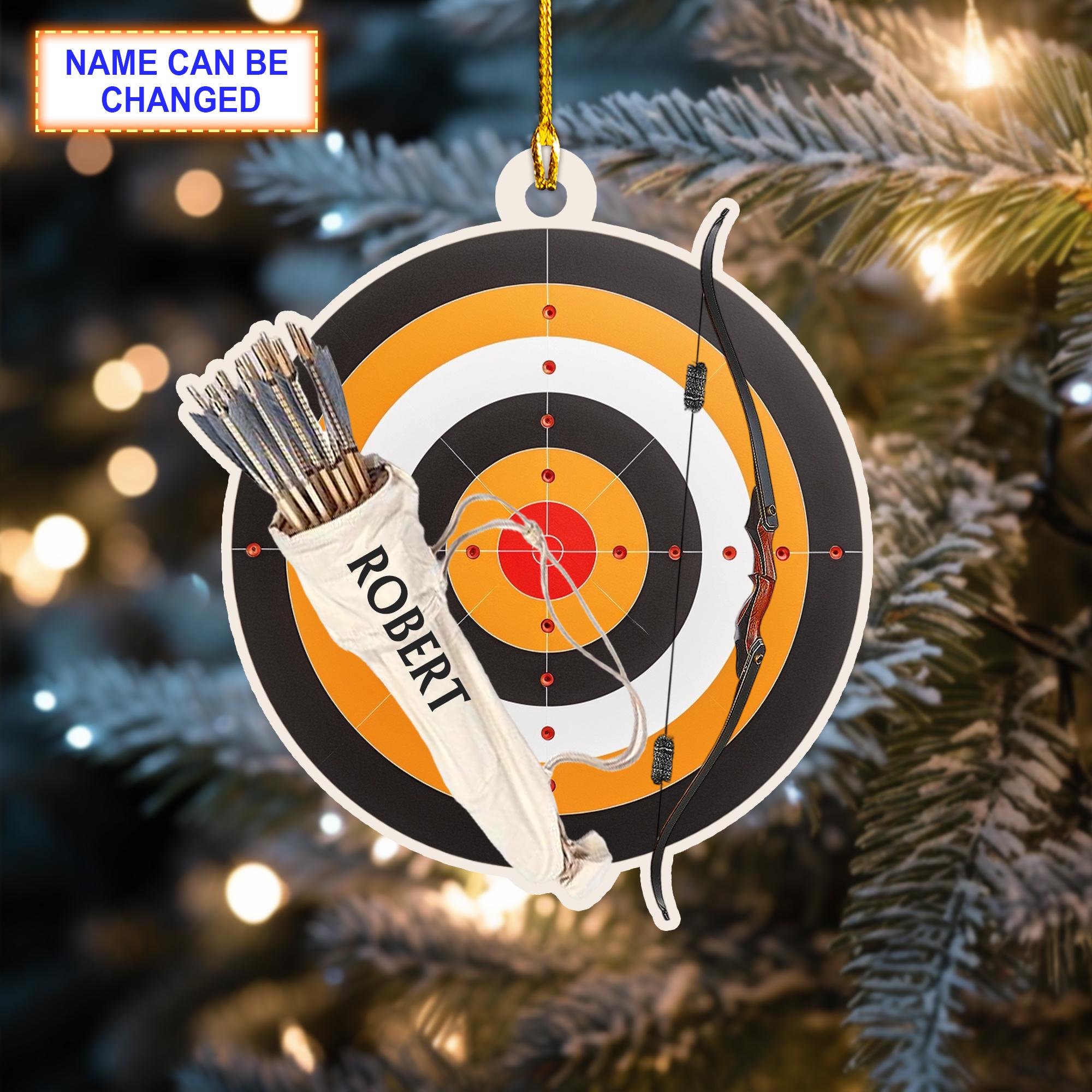 Custom Name Archery Christmas Ornament, Christmas Tree Hanging Decor, Flat 2D Ornament Acrylic/ Woodent, Archery Players