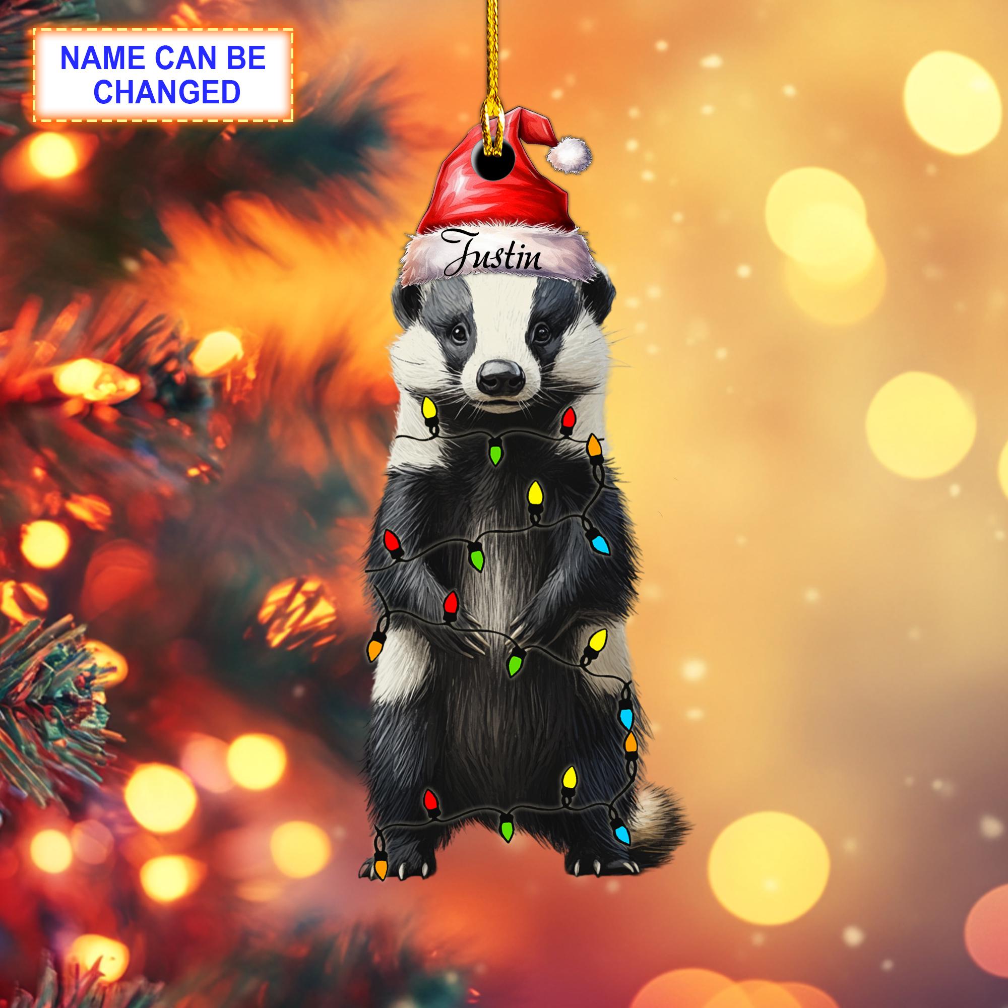 Custom Name Honey Badger Personalized Ornament, Christmas Tree Hanging Decor,Flat 2D Ornament Acrylic/ Wooden