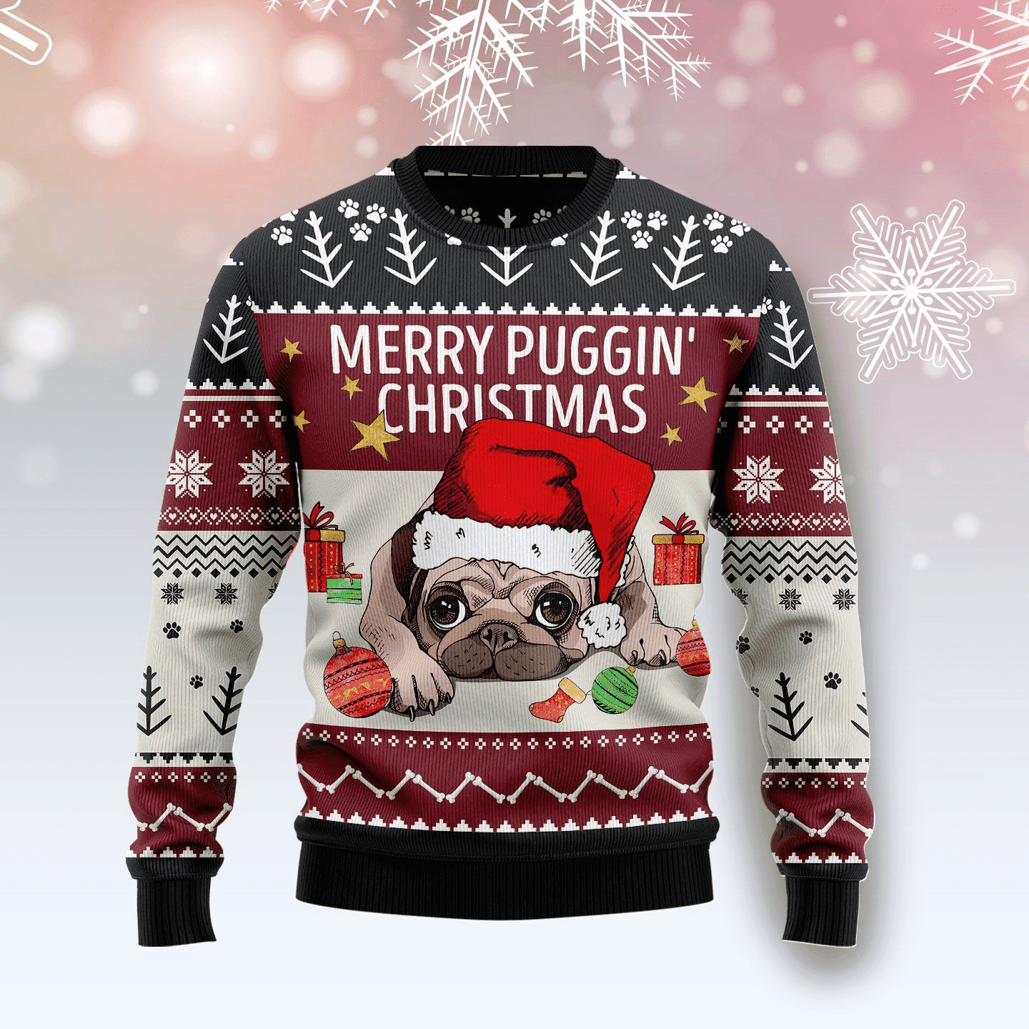 Merry Puggin Christmas Ugly Christmas Sweater, Ugly Christmas Sweater, Funny Xmas Sweaters