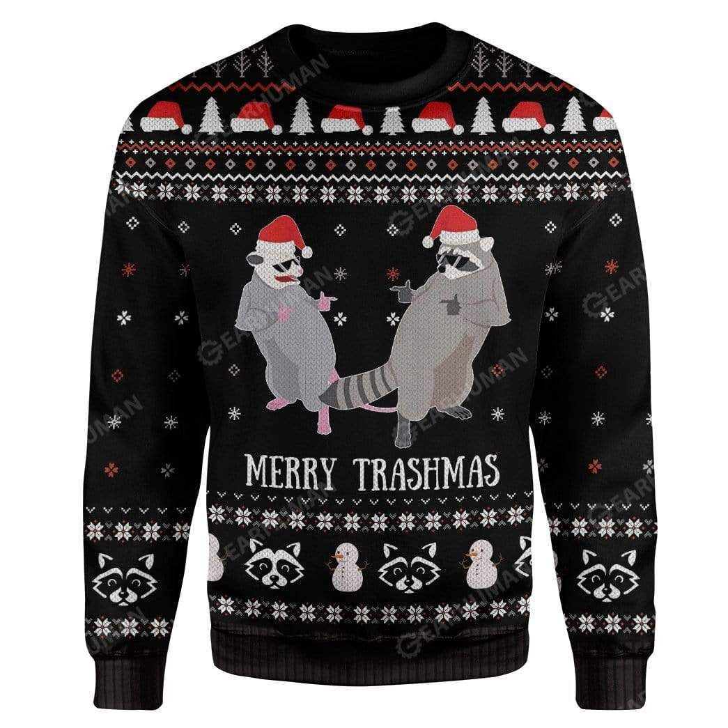 Garbage Gang Raccoon Merry Trashmas Ugly Sweater, Ugly Christmas Sweater, Funny Xmas Sweaters