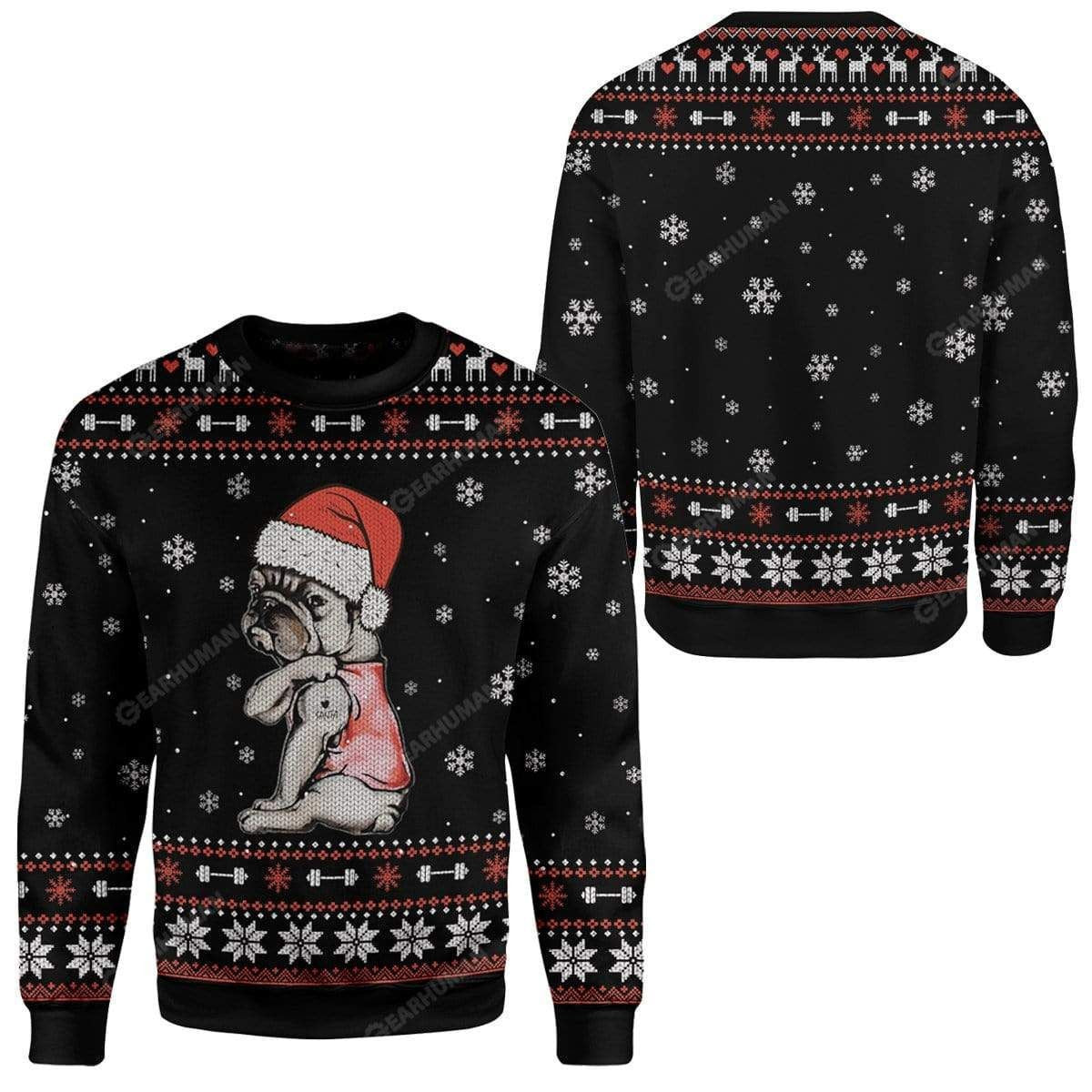 I Love Mom Frenchie Christmas Ugly Sweater, Ugly Christmas Sweater, Funny Xmas Sweaters