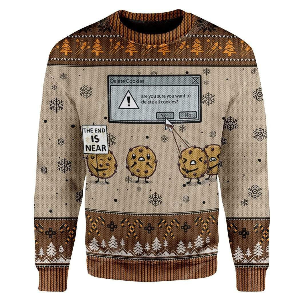The End Is Near Delete Holiday Cookies Christmas Ugly Sweater, Funny Christmas Sweaters