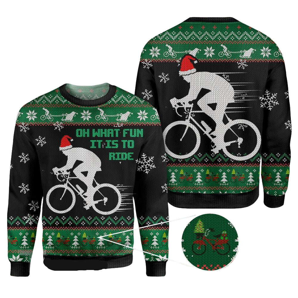 Christmas Cycling Oh What Fun It Is To Ride Ugly Sweater, Funny Christmas Sweaters
