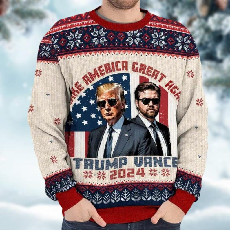 Trump Christmas Ugly Sweater, Merry Christmas Great Again Ugly Sweater, Trump Vance Sweater Men, Xmas Trump Sweatshirt