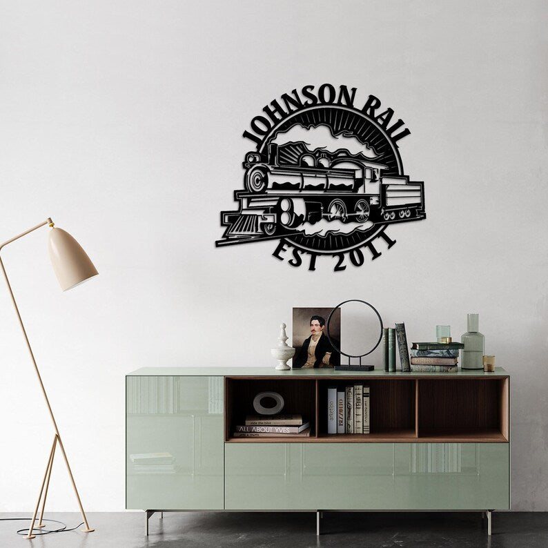 Railspirit Personalized Train Lovers Metal Name Sign, Unique Birthday Gift, Custom Train Metal Name Sign, Outdoor Decor Christmas Gift