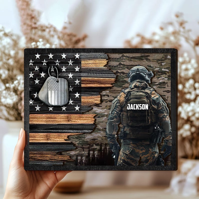 Personalized Soldier Canvas, Custom Name Military Canvas Wall Art, Veteran Canvas Home Decor, Gift for Dad, Son, Husband, Grandpa