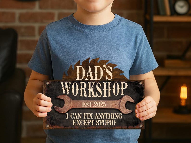 Personalized Workshop Sign For Fathers Day Gift For Dad, Grandkids Name Sign For Grandpa Gift, Family Gift for Grandpa, Custom Garage Sign