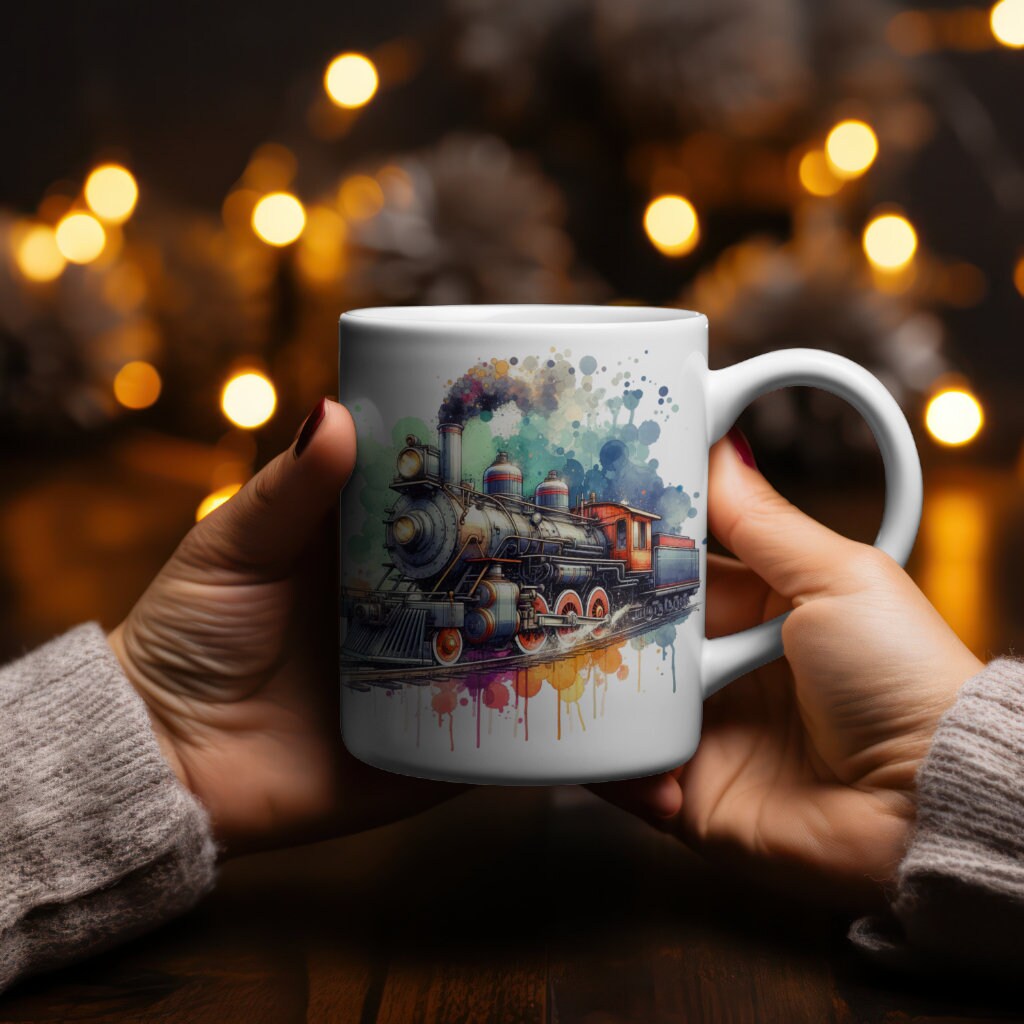 Vintage Train Mug Classic Railroad Engine Design For Train Lovers