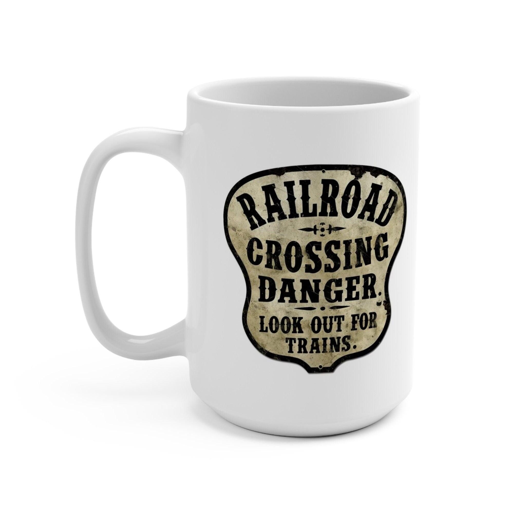 Railroad Crossing Danger Mug Train Ideal Coffee Cup for Train Lover