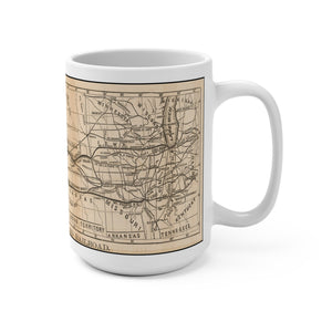 Overland Railroad Map & Steam Engine Coffee Mug Perfect for Train Model Lovers