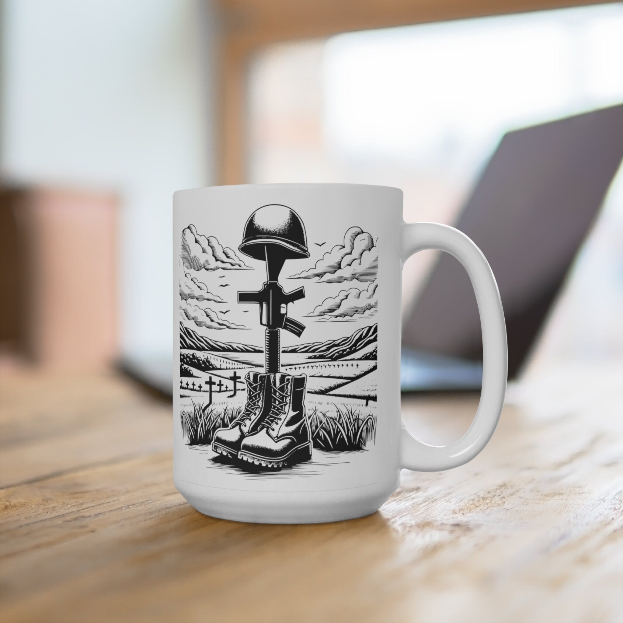 Fallen Soldier Tribute Military Mug  Antique Style, Perfect Gift For Train Lover