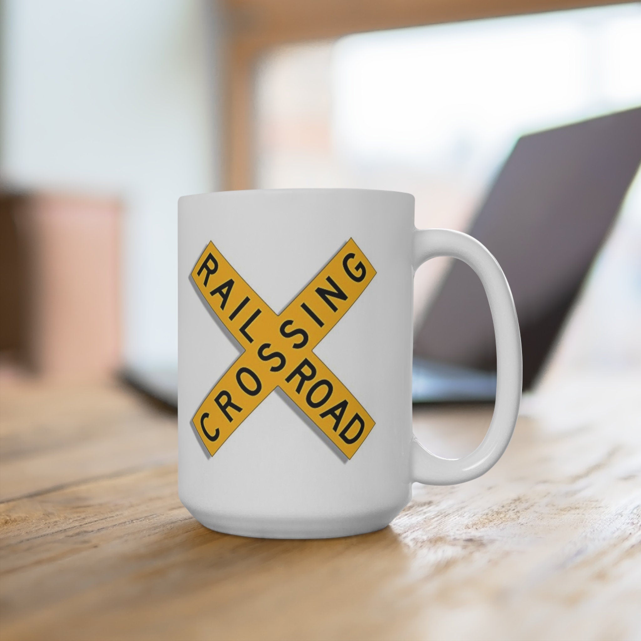 Railroad Crossing Train Coffee Cup Mug Gift For Train Lover