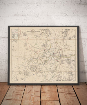 Old London Trainline Map, 1899 - Railway Clearing House Chart - Early Piccadilly, Circle, District, Underground Tube Lines