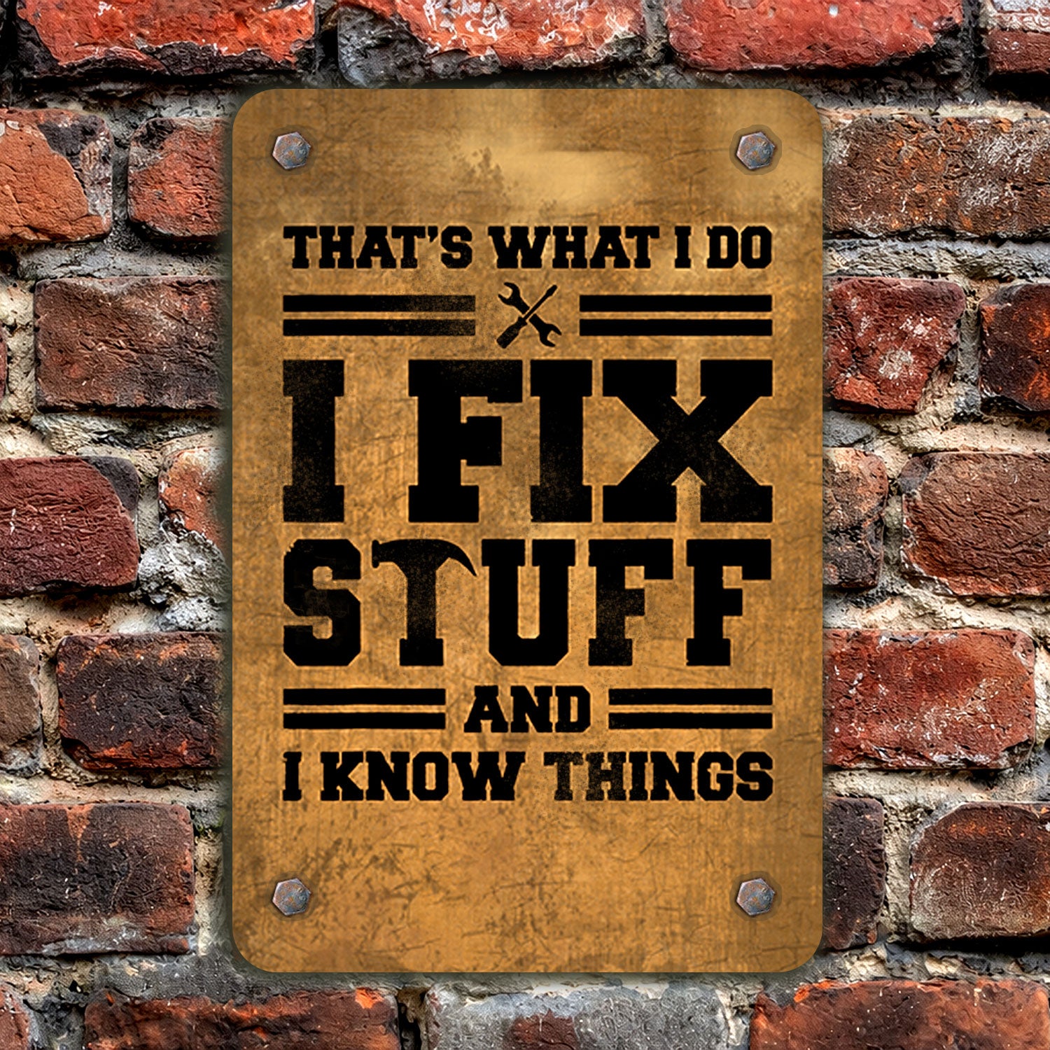Funny Vintage Garage Sign, I Fix Stuff And I Know Things Sign Workshop Sign Home Decor, Garage Sign, Fathers Day Gift, Gifts for Dad Him