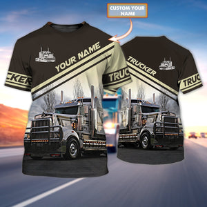 Personalized Cute Truck Driver T Shirt, 3D Shirt For Trucker Man, Trucker Shirts For Him