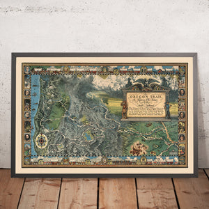 Old Map of the Oregon Trail by William Forsyth McIlwraith, 1932: Mormon Trail, Westport, Whitman Mission, Ft. Vancouver