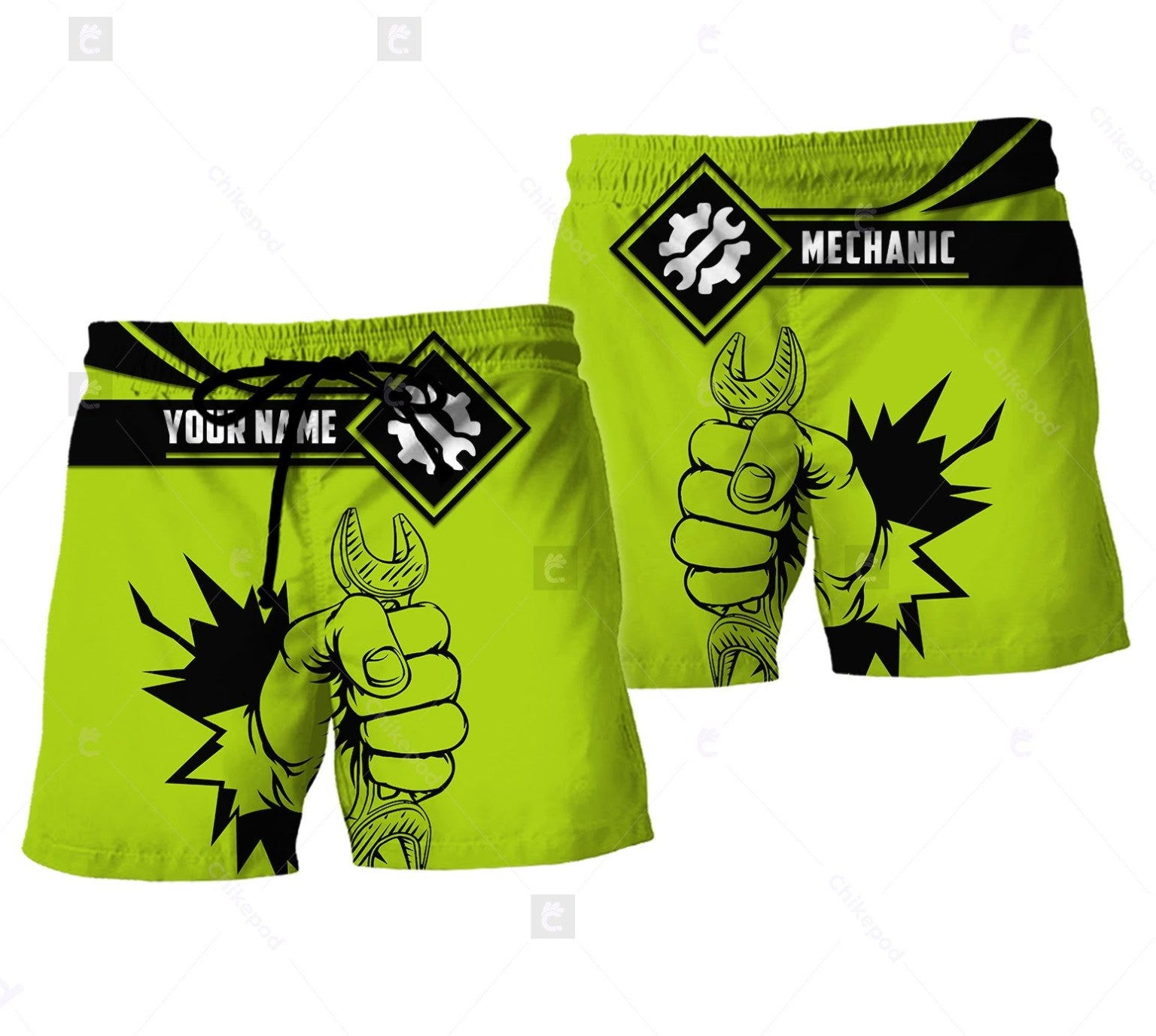 Personalized Name Mechanic Is My Choice Short Wrench Tool Neon Style Men Short