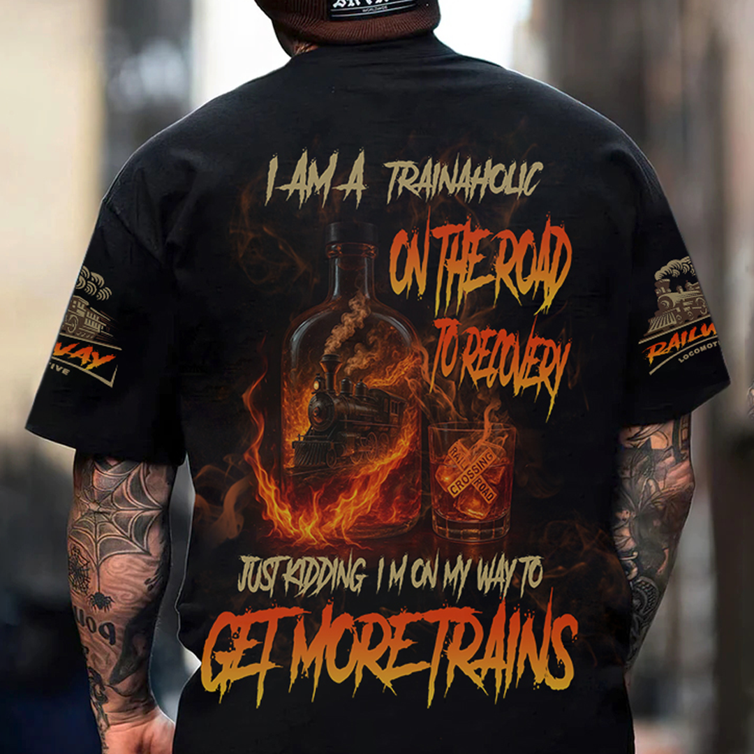 Railspirit Personalized Shirt I Am A Trainaholic On The Road To Recovery Just Kidding I'm On My Way To Get More Trains Zip Up Hoodie