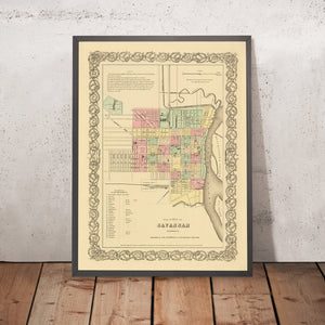 Old Map of Savannah, Georgia by Colton, 1855: Forsyth Place, Rail Depots, Hutchinson's Island, Fishers Reef, Wards
