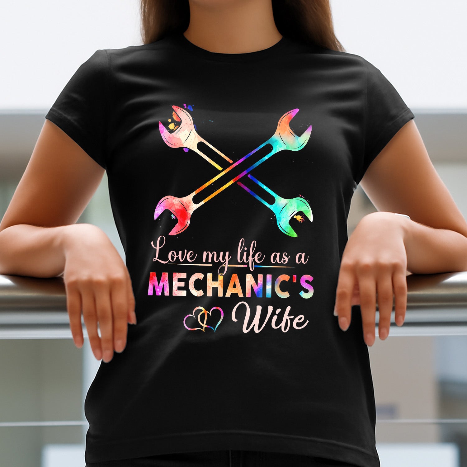 Love My Life as a Mechanic’s Wife Shirt, Funny Mechanic Wife T Shirt, Wrench Graphic Tee, Gift for Mechanic Wife, Auto Repair Family Hoodie